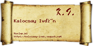 Kalocsay Iván névjegykártya